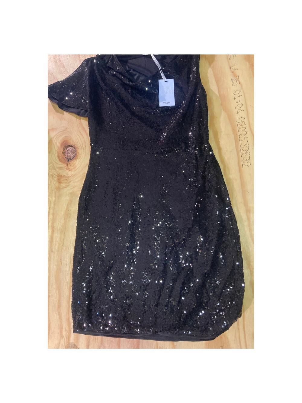 Grace Karin Size M Black Sequins One Shoulder Party Dress Short Sleeve